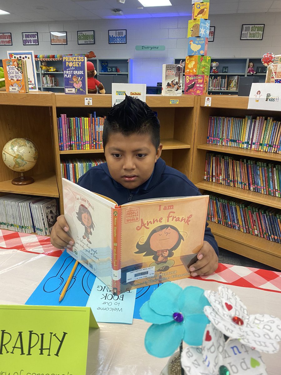 SchnellerMs's tweet photo. TBE Book Tasting! We introduced our new book series, Ordinary People Change the World in our 3rd grade book tasting. The books were purchaed from a grant from Champions For Learning! @TommieBarfield @Champs4Learning https://t.co/qvbym00OcE