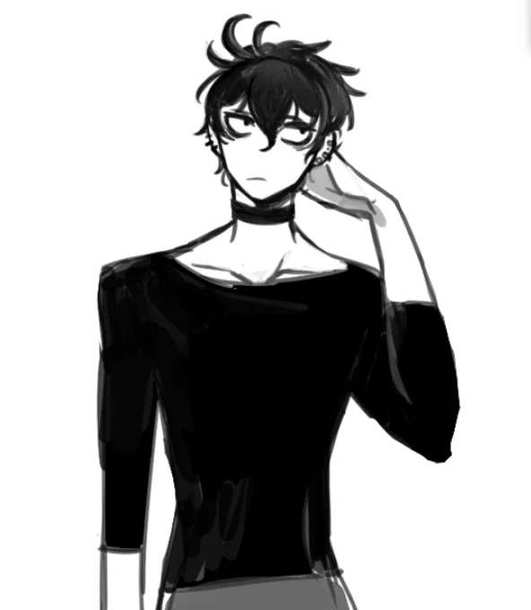 エンデビの立ち絵ラフをせっせ描いてた。人間体はどシンプルにするつもりだからすぐ描けたけど悪魔体ボリュームありすぎて終わる気がしないや…