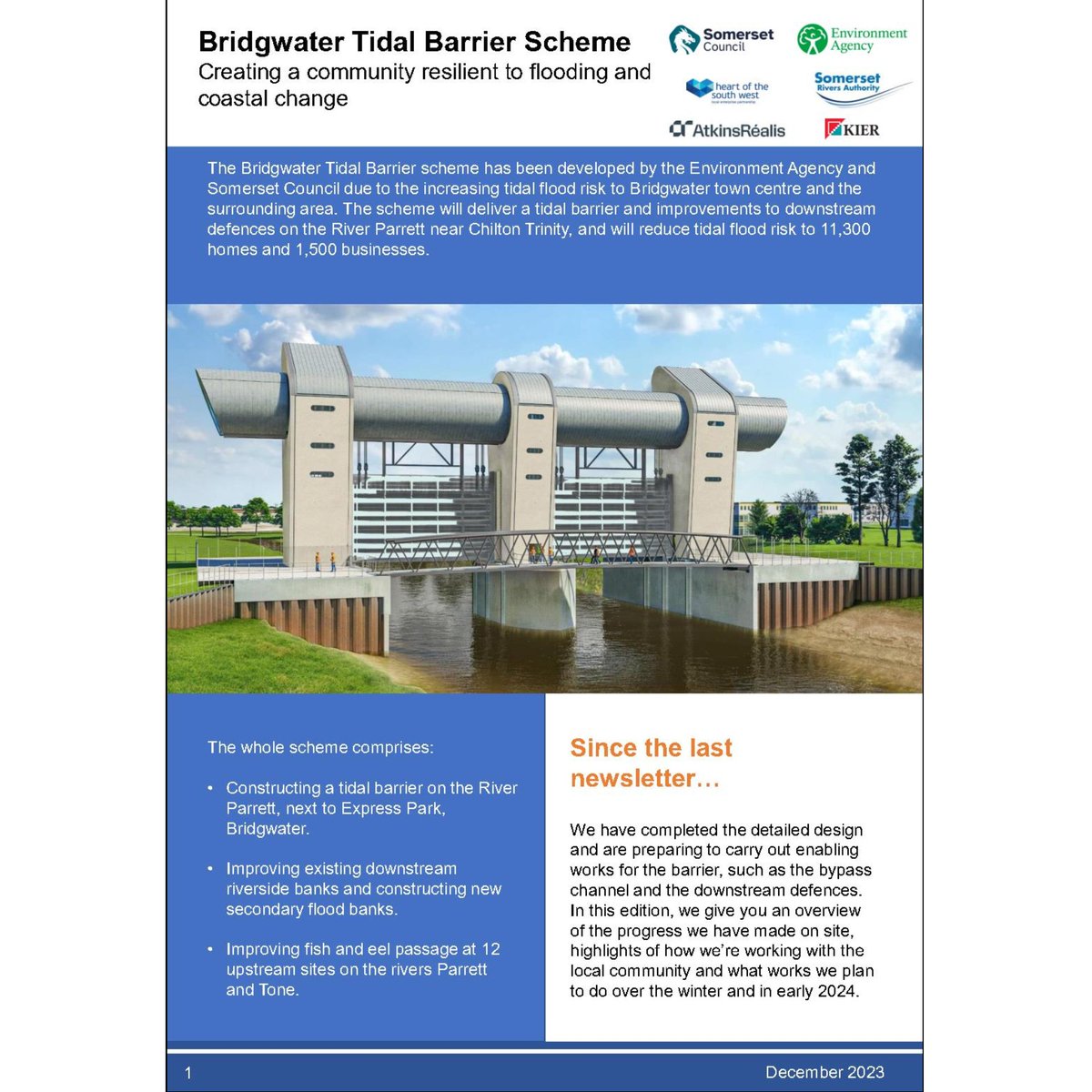 Sign up to receive the Bridgwater Tidal Barrier newsletters at bridgwater.barrier@environment-agency.gov.uk <a href="/EnvAgencySW/">Environment AgencySW</a> <a href="/kiergroup/">Kier Group</a> <a href="/atkinsrealis/">AtkinsRéalis</a>