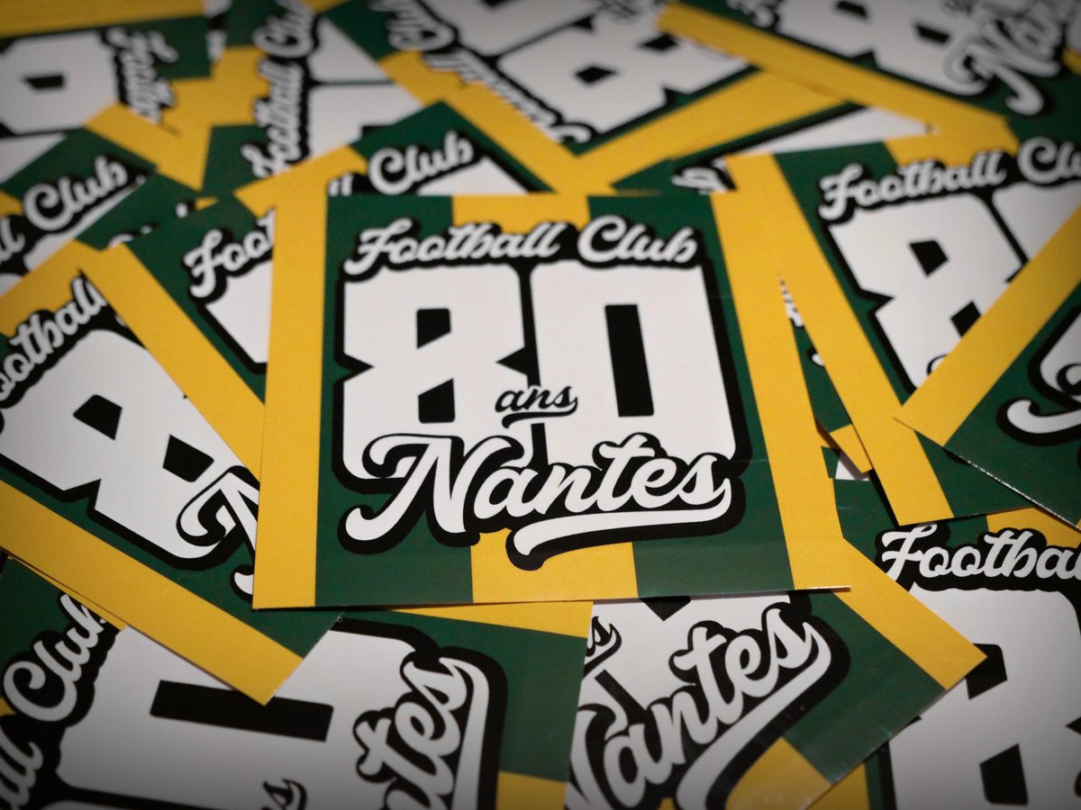 n165company's tweet photo. Le FC Nantes est un monument du football français ⚽🔰

Pour accompagner la réédition de l'affiche "80 𝑎𝑛𝑠" nous avons réalisé 3 visuels inédits 😇

Voici la version sticker 👇🏻

➡️ RDV demain à 19h sur https://t.co/EfAiftr4J5 https://t.co/zasSHYIS9A