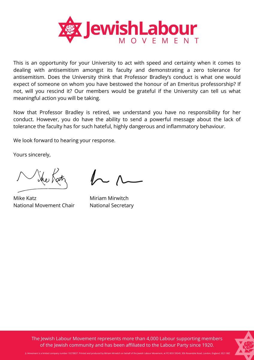 We have written to @BristolUni about the position of Harriet Bradley as an emeritus professor of the university. Bradley called on people to ‘blow up’ our One Day Conference. We are thankful for the support of @metpoliceuk and @CST_UK