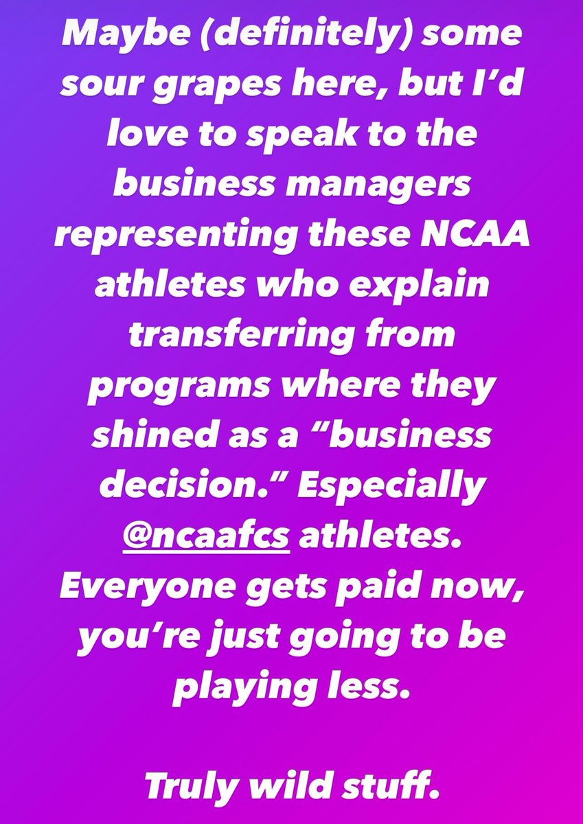 Jamie_Van_Pelt's tweet photo. Silly season in college sports - especially @NCAA_FCS. Really unfortunate. https://t.co/OpyYhxytu4
