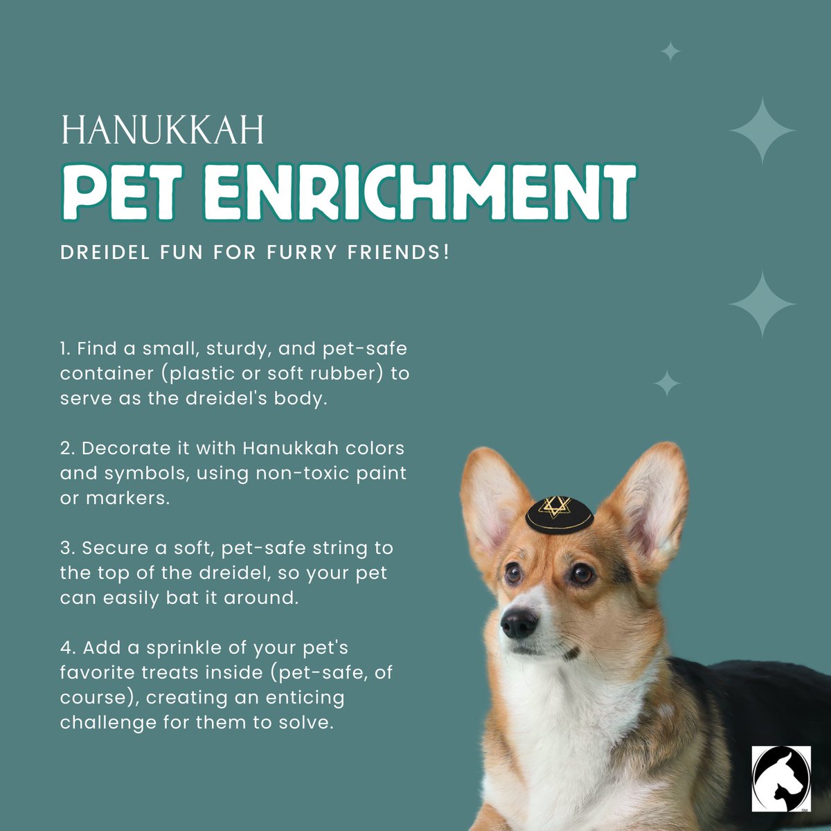Happy Hanukkah! Try some Hanukkah-themed enrichment activities this holiday season. Try out this pet-safe DIY dreidel to keep them mentally engaged and happy. 🕯️🐕 #PetEnrichment