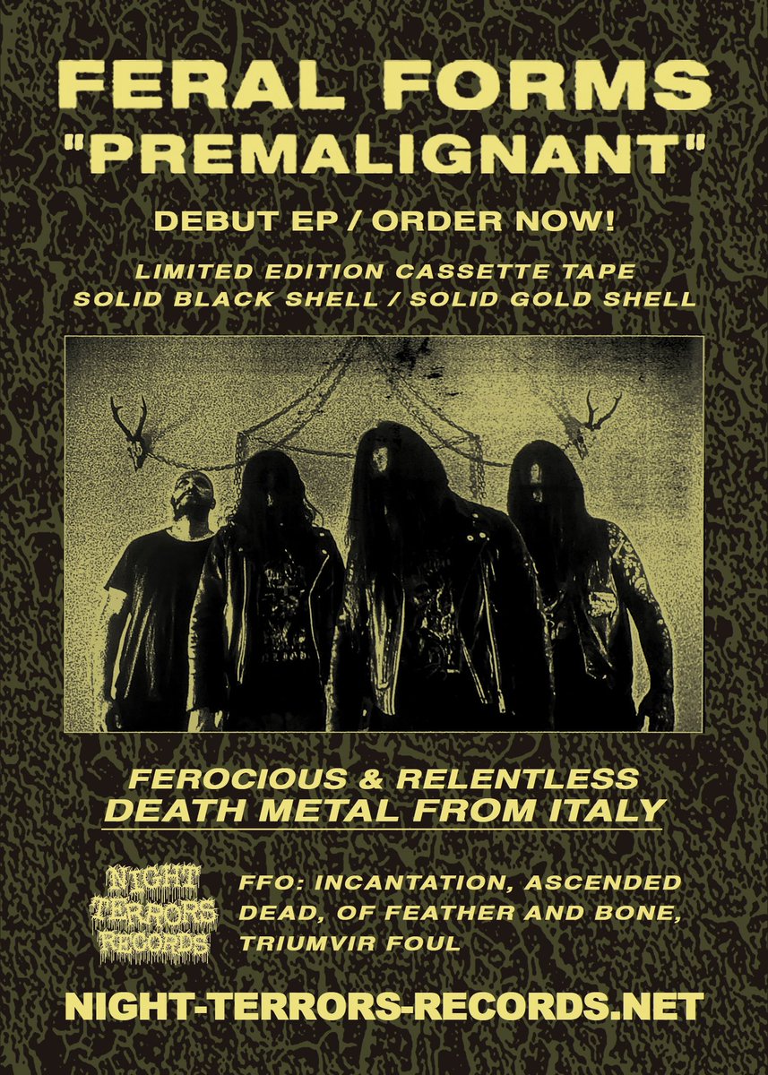 NightTerrorsRec's tweet photo. FERAL FORMS "Premalignant EP" / SOLID GOLD SHELL  - SOLID BLACK SHELL / Pre-Order Now 
https://t.co/DJaF7YiHWP
#nightterrorsrecords https://t.co/OtJoJdSz6c