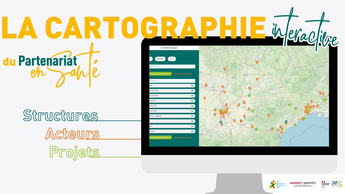 💡La cartographie du Partenariat en Santé est là !
👉partenariat-en-sante.org/cartographie/
Une cartographie collaborative référençant les acteurs, les structures et les projets du PeS.
Acteurs du partenariat en santé en Occitanie, cet espace est le vôtre🤝
<a href="/SavoirsPatients/">Savoirs Patients</a> <a href="/ARS_OC/">ARS Occitanie</a>