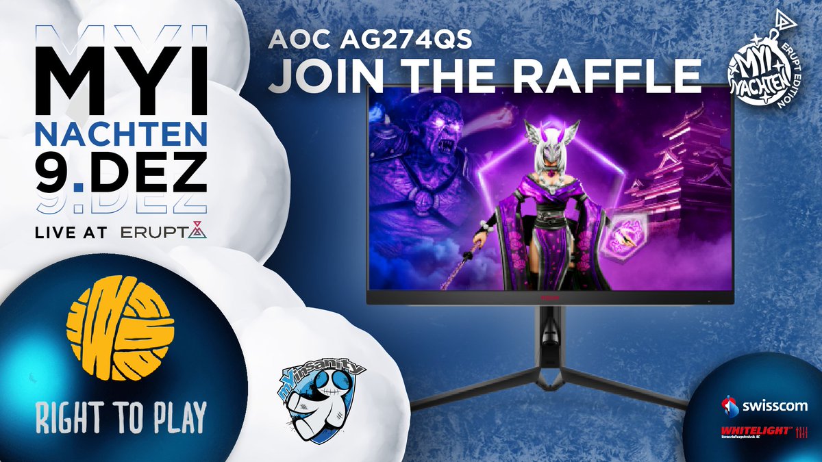 Can't wait until Saturday for the #mYinachten giveaways? We already have something for you! 🤩

💙 Like and 🔄 repost the quoted post to enter the raffle for an AOC monitor! 

The winner will be announced at the beginning of the stream! 🤝