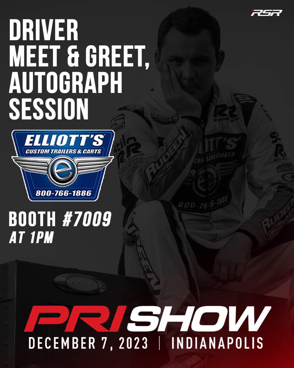 MEET & GREET / AUTOGRAPH SESSION

Our driver, @Cory_Eliason will be at the @ElliottsTrailer booth #7009 today at 1PM signing autographs and meeting fans!

@prishow | #PRIShow2023 | #prishow