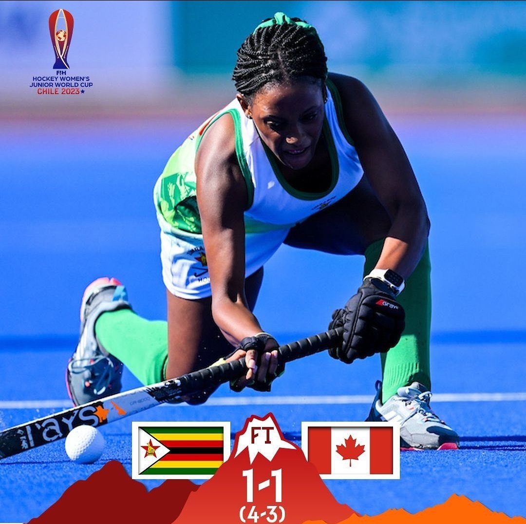 AfrHockey's tweet image. Zimbabwe 🇿🇼 strikes their first win in a shootout against Canada 🇨🇦 while South Africa 🇿🇦 claims a solid 3-1 victory over New Zealand 🇳🇿 

📱 Download the Watch.Hockey App to watch all the games LIVE 🔴

#RisingStars #HockeyInvites #JuniorWorldCup #Chile