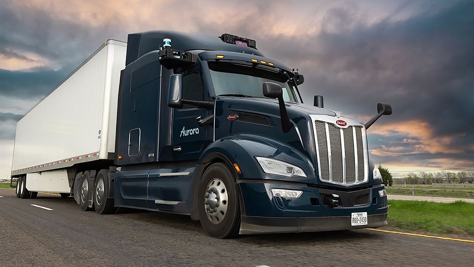 Aurora Innovation autonomous truck on the road.
