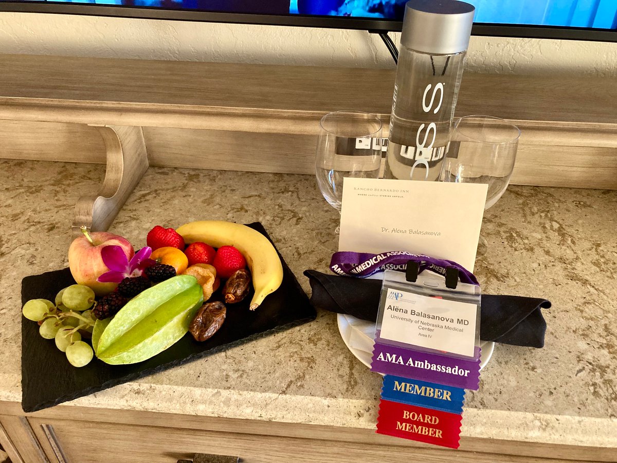 DrPsychMD's tweet photo. It begins! @AAAP1985 board mtg before the #AAAP23 Annual Mtg! What a sweet surprise in my suite! 🤩

#AMAAmbassadors front &amp; center as @AmerMedicalAssn has transformed AAAP’s capabilities!

&amp; loved seeing special guest @ASAMorg prez Brian Hurley who stopped by for collab &amp; convo! https://t.co/80B82AWrXG