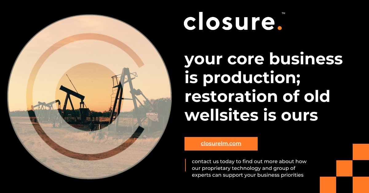 Closure works on closing, so producers can focus on producing! Our well abandonment and ARO support services and innovative digital platform optimizes  operations and drives bottom line results! Check us out.  closurelm.com

#oilandgas #wellabandonment