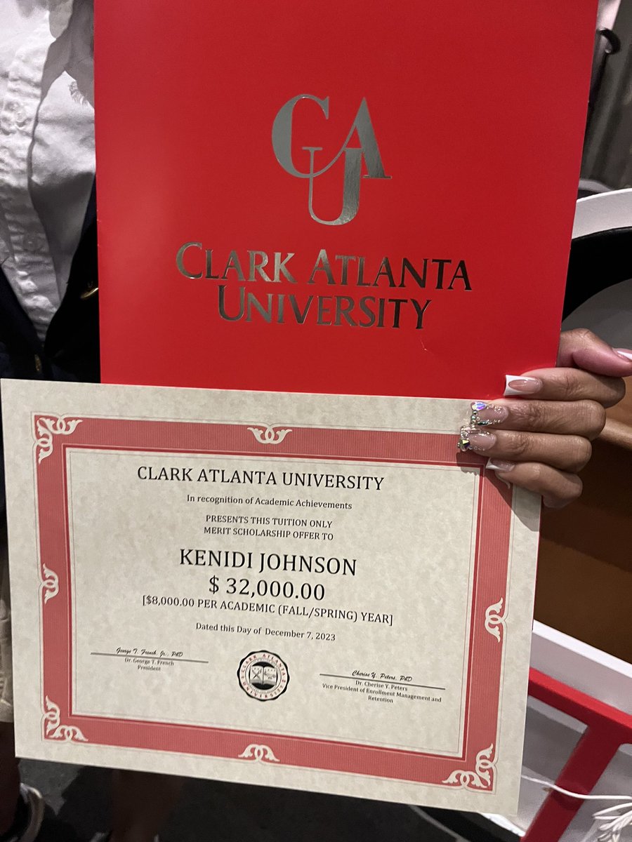 JohnsonKenidi's tweet photo. So honored to be the recipient of an academic scholarship from Clark Atlanta University!  Starting to see the fruits of my hard earned academic labor!!!!
@Hampton_SB @HamptonUTrack
@FAMU_Track @FAMU_Softball 
@NCATSOFTBALL @AMHS_SB
@CoachG_14274 @CoachA2320 @LadyBravesLee https://t.co/QwIXDCQzEB