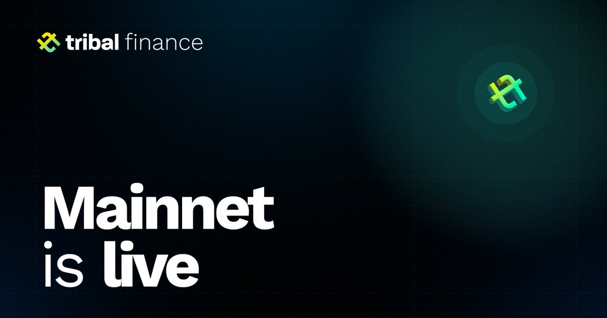 📣Excited to announce that the Tribal Finance Protocol is officially live on Mainnet. 🚀 This significant milestone marks the beginning of Open Financing For The Global Economy.🥳

Read more about the protocol in our latest blog post:
medium.com/@tribalcrypto/…

Or visit the lender