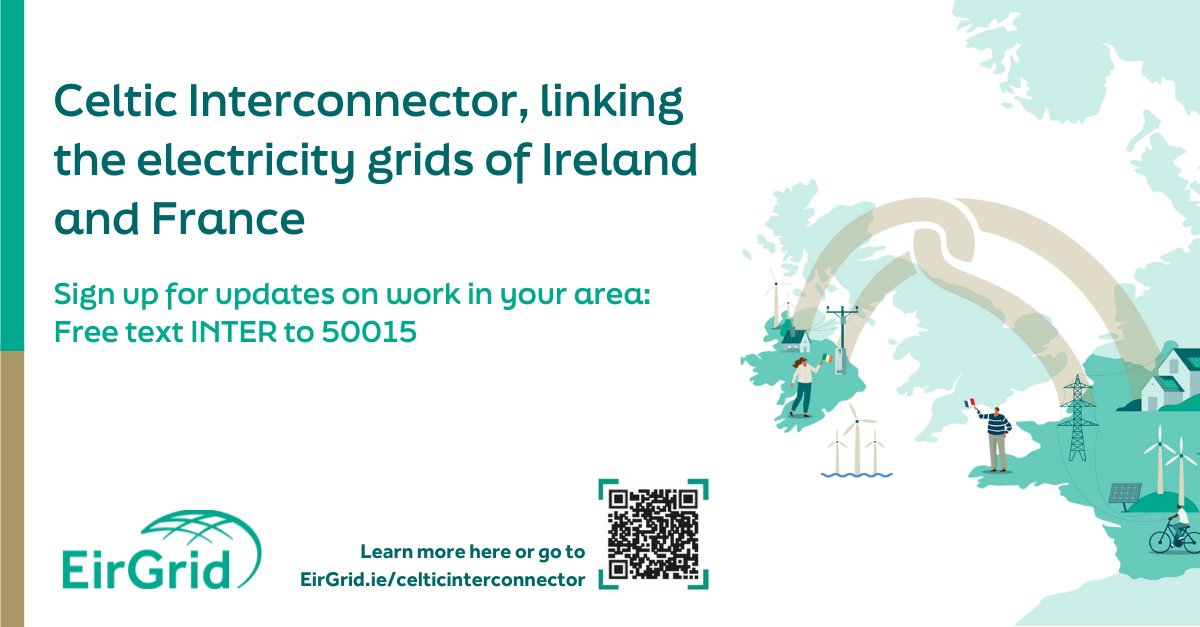 With construction works progressing on the #CelticInterconnector project, EirGrid wants to ensure the public are kept up to date with all associated #roadclosure updates. ℹ️ To register for road closure updates on this project free text INTER to 50015.