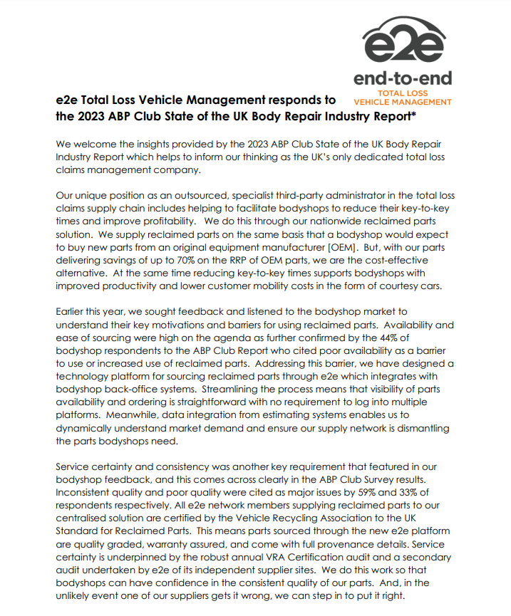 e2e Total Loss Vehicle Management tweet media