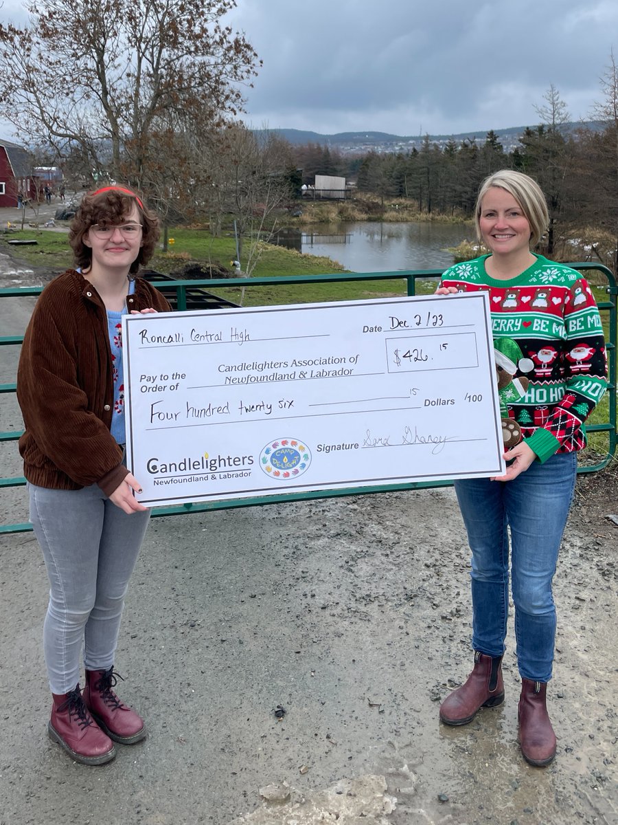 A big thank you to Sara Ghaney for presenting Candlelighters NL with a cheque for $426.15 on behalf of Roncalli Central High. They participated in Hat Day during Childhood Cancer Awareness Month.  Thank you for your support!  <a href="/RchsCardinals/">RCHS</a> #becausekidscantfightcanceralone 🎗️