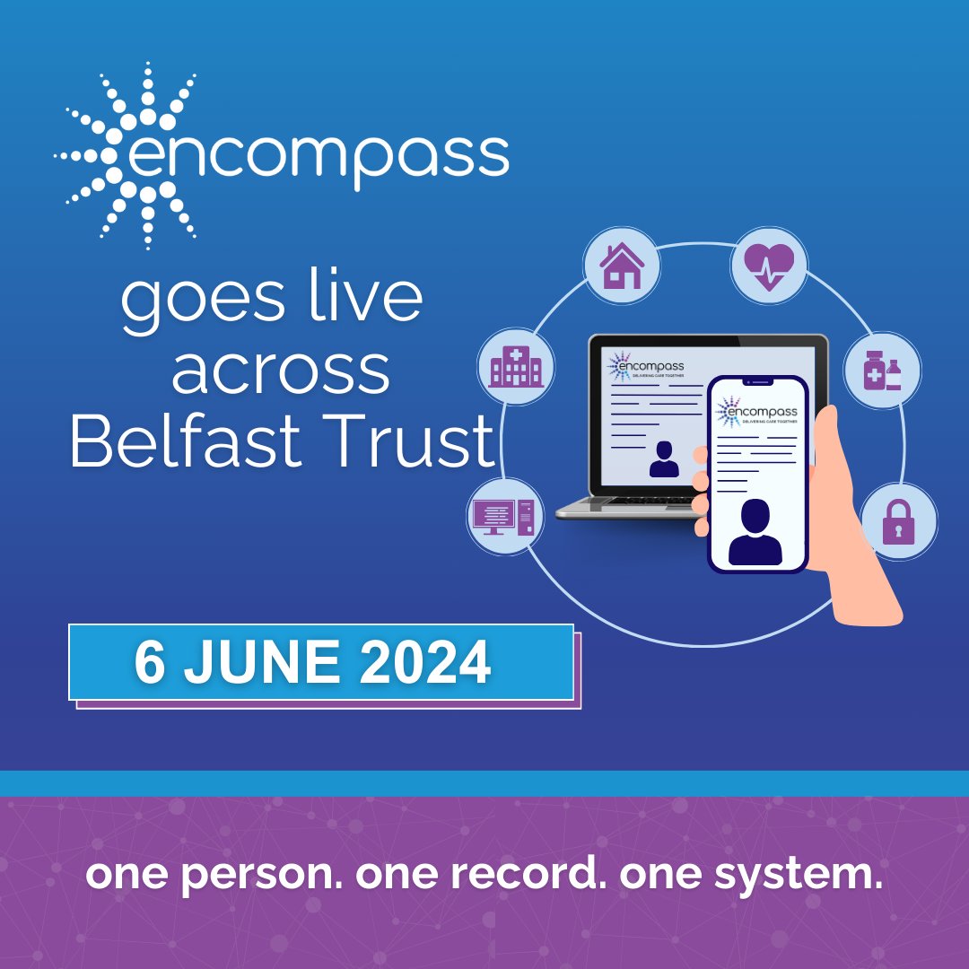 On 6th June 2024, we will become the largest Trust in Northern Ireland to implement encompass – the new digital health &amp; care system.

The introduction of encompass will positively change the working lives of our staff &amp; the care given to our community.

belfasttrust.hscni.net/2023/12/07/bel…