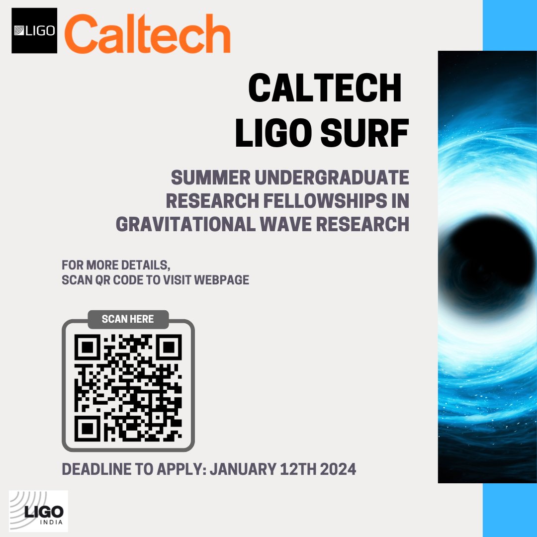 LIGOIndia's tweet photo. Open to undergraduate students from India. To apply, check the poster for more details or visit:
https://t.co/O4f0l7Ei4M
@LIGOWA @LIGOLA #GWScience https://t.co/uo1L5YHaWC