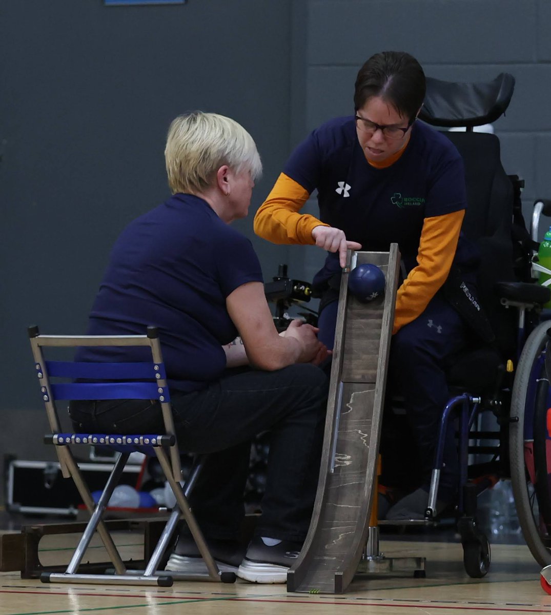 IrishBoccia's tweet photo. Éilís Drumm who competed in the Open Class at the Boccia Ireland National Championships, for the first time. Jenny Garde who came 4th in the BC3 class, with her ramper Denise Bermingham @ParalympicsIRE https://t.co/XQSPDEoNhk