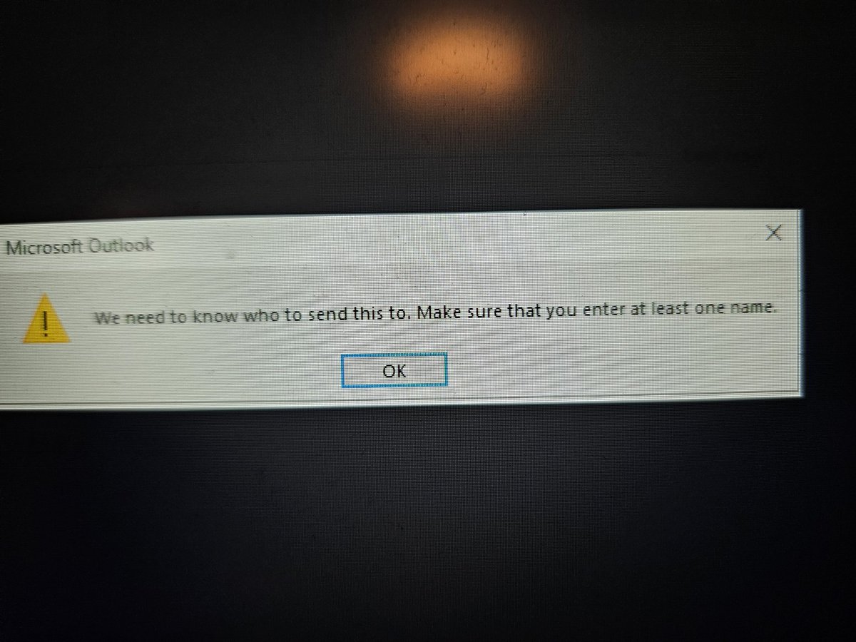 jackwenbourne's tweet photo. Outlook getting sassy with me just because I am stupid... https://t.co/TN7F7LK3sa