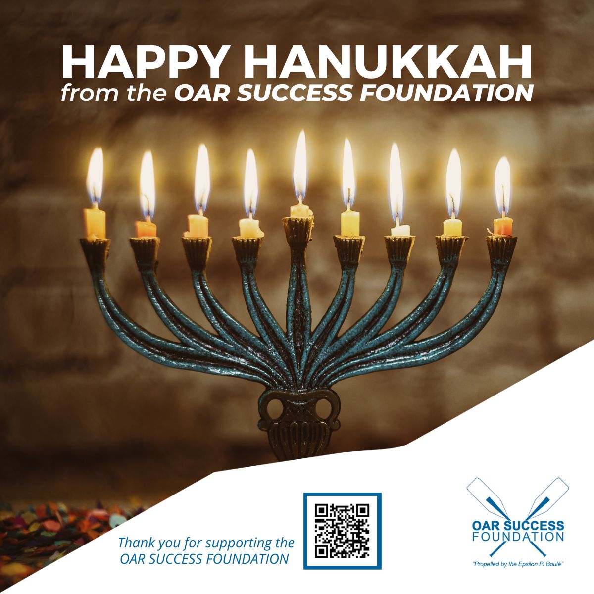 OARfoundation's tweet photo. Wishing you all the fullness of hope and peace everyday. Happy Hanukkah from the #OARSuccessFoundation.

#Hanukkah #OARSmenProgram #leadership #education #health #wealth #community #DFWcommunity https://t.co/7foayOhsxd