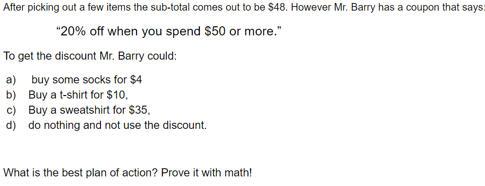 mdbarry17's tweet photo. My wife and I have very different opinions on how to handle this situation. I am glad to so see students agree more with me! What would you do? #iteachmath https://t.co/NJx0EGOzuy