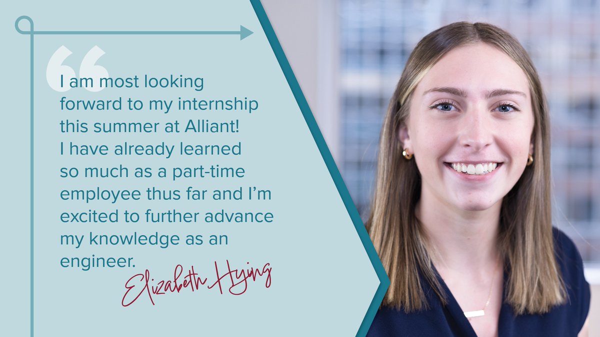 Helping employees advance their careers is important to us at Alliant. We’re so excited to have you on board as our newest Intern, Elizabeth Hying! Here is what Elizabeth looks forward to in 2024.   
 
#Alliant #BuildingBetterCommunities #YoungProfessionals #EmployeeSpotlight
