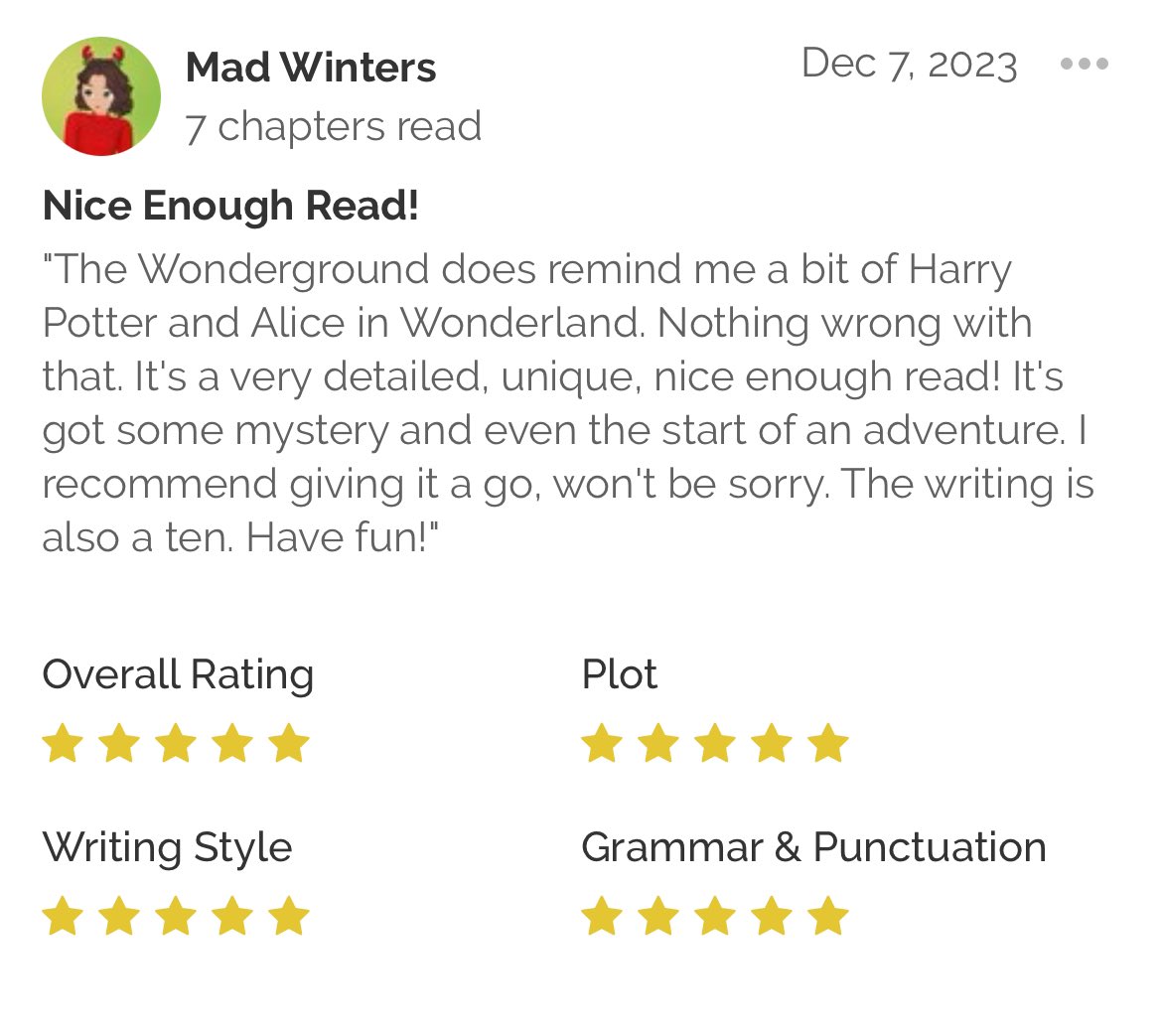 Two <a href="/Inkitt/">Inkitt</a> reviews in one day - they’re like 🚌!!

Much appreciated and hope people continue to enjoy - great start to life on <a href="/Inkitt/">Inkitt</a> - having never been reviewed before it’s a bit overwhelming!