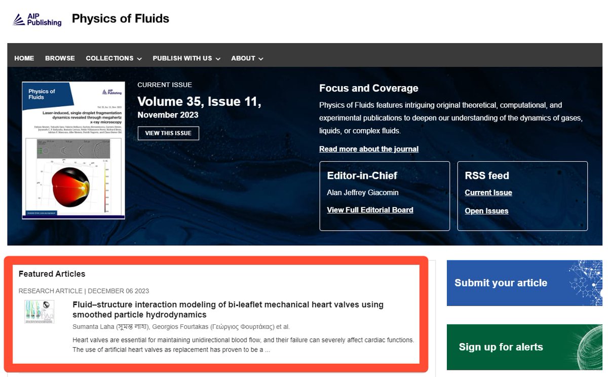 Sumanta Laha (@sumantalaha4) on Twitter photo Our article on SPH modelling of the heart valve is on the top featured list in Physics of Fluid.
The article is available on -pubs.aip.org/aip/pof/articl…
<a href="/Dr_AKeshmiri/">Amir Keshmiri</a> <a href="/GFourtakas/">George Fourtakas</a> <a href="/IITKgp/">IIT Kharagpur🇮🇳</a> <a href="/UoM_MACE/">Department of MACE</a> <a href="/AIP_Publishing/">AIP Publishing</a> Our article on SPH modelling of the heart valve is on the top featured list in Physics of Fluid.
The article is available on -pubs.aip.org/aip/pof/articl…
<a href="/Dr_AKeshmiri/">Amir Keshmiri</a> <a href="/GFourtakas/">George Fourtakas</a> <a href="/IITKgp/">IIT Kharagpur🇮🇳</a> <a href="/UoM_MACE/">Department of MACE</a> <a href="/AIP_Publishing/">AIP Publishing</a>