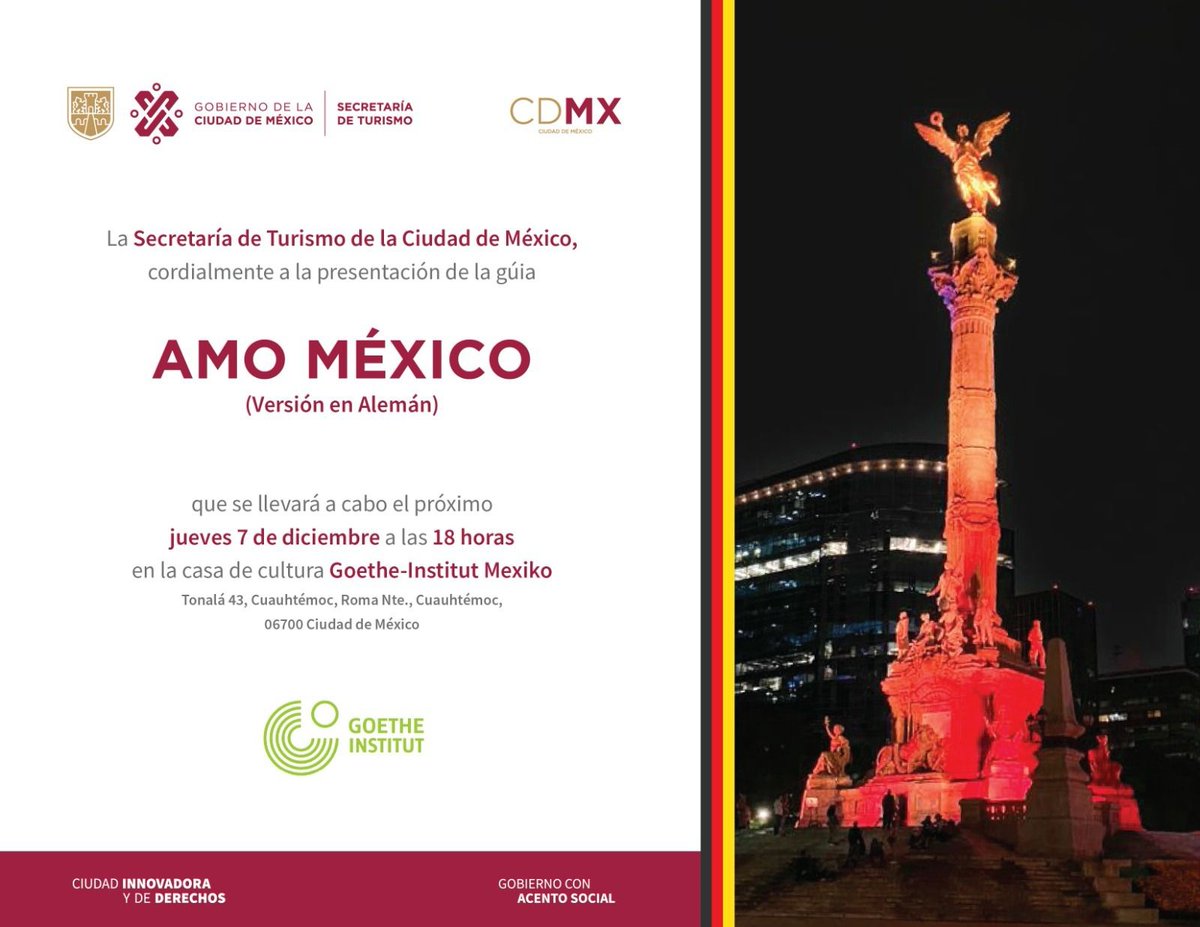 Tridente Aceleradora (@tridenteacelera) on Twitter photo La guía "Amo México: Un país en 100 experiencias" ya tiene su versión en alemán y este jueves se presenta en la casa de cultura Goethe-Institute México a las 6pm. Nos acompañarán en esta conferencia <a href="/alonsovera/">Pata de Perro</a>, <a href="/ClaudioFloresT/">Claudio Flores Thomas</a> y Lorena Gudiño. 🌶️👏 La guía "Amo México: Un país en 100 experiencias" ya tiene su versión en alemán y este jueves se presenta en la casa de cultura Goethe-Institute México a las 6pm. Nos acompañarán en esta conferencia <a href="/alonsovera/">Pata de Perro</a>, <a href="/ClaudioFloresT/">Claudio Flores Thomas</a> y Lorena Gudiño. 🌶️👏