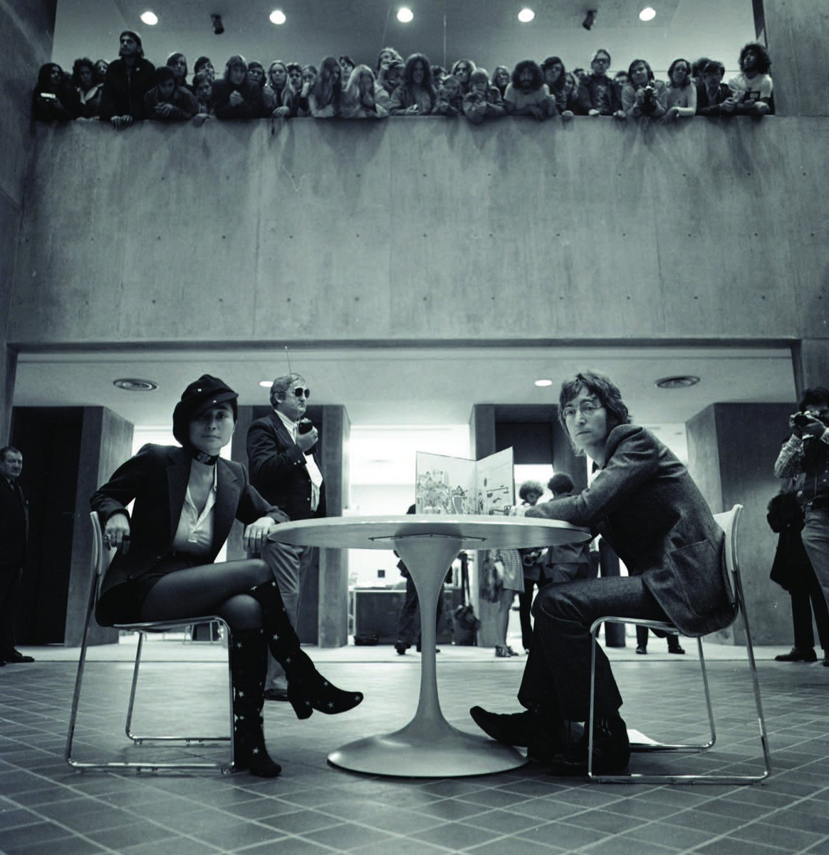 Yoko Ono and John Lennon at the opening of 'This Is Not Here', Everson Museum, Syracuse, New York, 9 Oct 1971