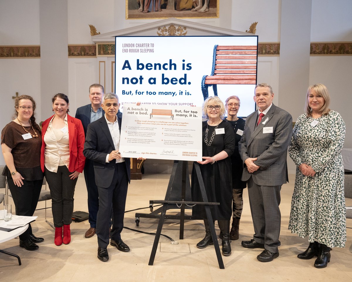 Today, we joined @MayorofLondon, people with lived experience of sleeping rough, charities & businesses to launch #LondonCharterToEndRoughSleeping As a founding member, we were proud to work w/ partners & people with lived experience to create the Charter endroughsleepinglondon.org.uk