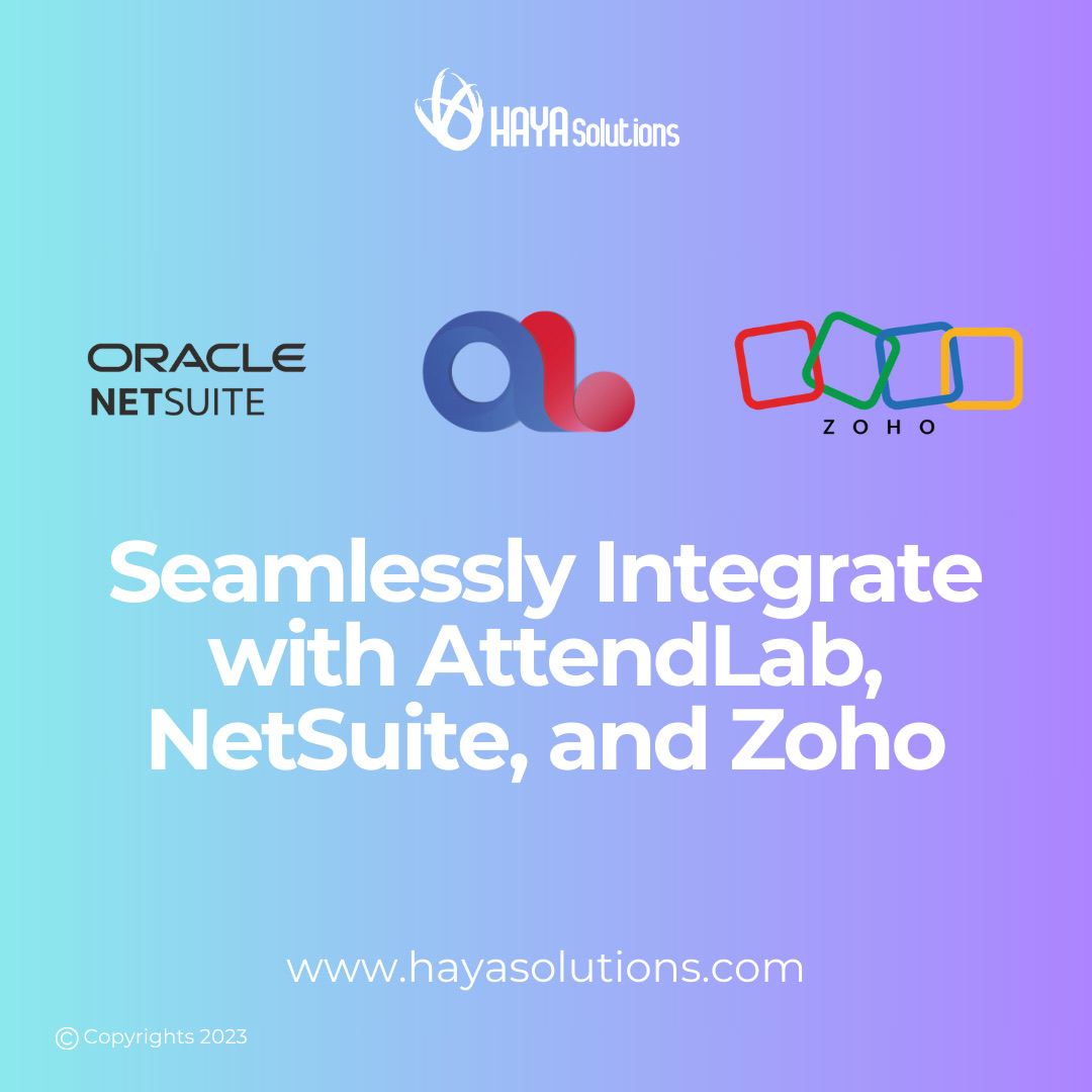 HayaSolutions's tweet image. 🌐 Unlock Excellence: Seamlessly Integrate with AttendLab, NetSuite, and Zoho Marketing! 🚀
Discover the transformative benefits of seamless integration:
hayasolutions.com  🌐✨ #IntegrationSynergy #MarketingExcellence #BusinessOptimization
