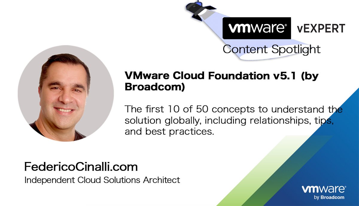 "When it comes to VCF, there are a series of concepts that we need to consider a "must" if we want to understand the whole solution." #vExpert <a href="/FCinalliP/">Federico Cinalli</a> lays out the first 10 here in this new article - Great read! #vCommunity <a href="/vCommunityGuy/">Corey Romero, Sr. Community Manager at VMware</a>

ow.ly/wijl50QgszI