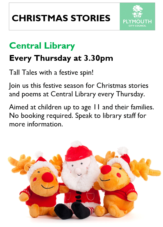 Central Library
Every Thursday at 3.30pm
Tall Tales with a festive spin!