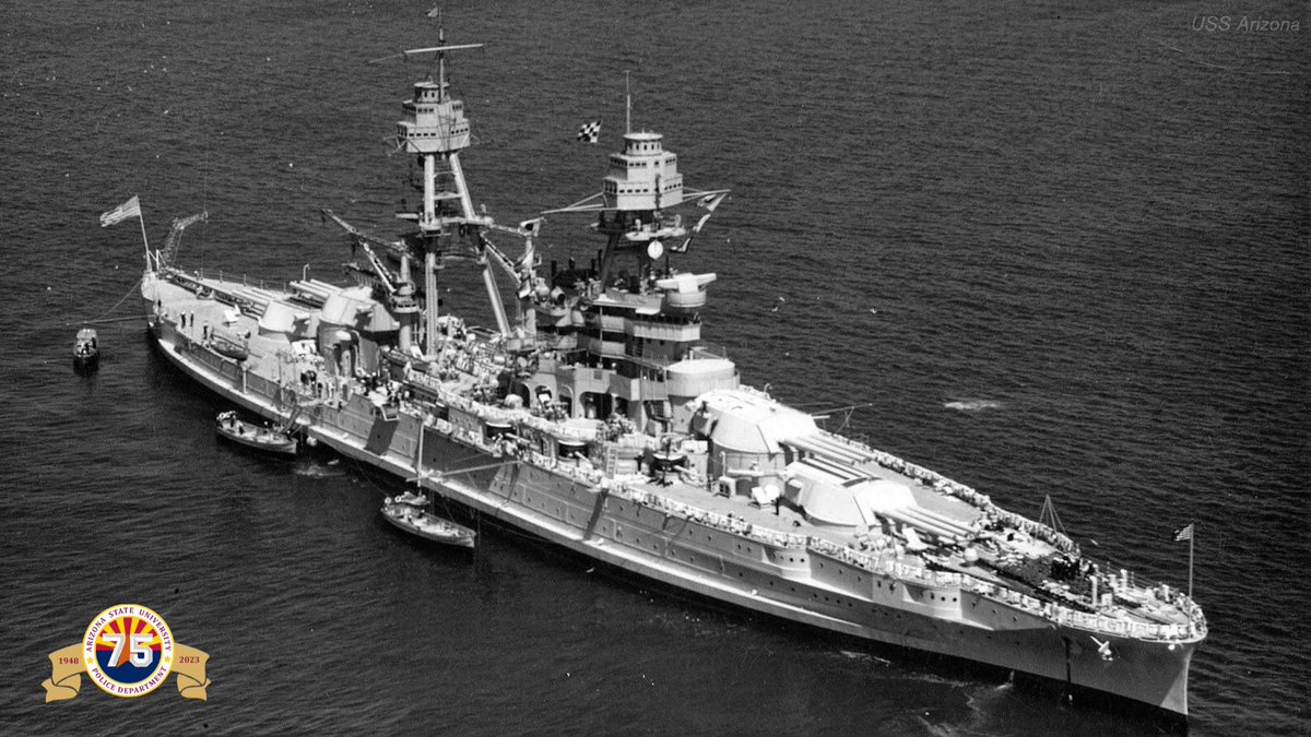 ASUPolice's tweet photo. "December 7, 1941 - a date which will live in infamy."

It's been 82 years since the attack on Pearl Harbor claimed 2,403 American lives and changed the course of history.

#PearlHarborRemembranceDay #NeverForget #ASUPolice 🔱🚔 https://t.co/GF5Ukzq4Zu