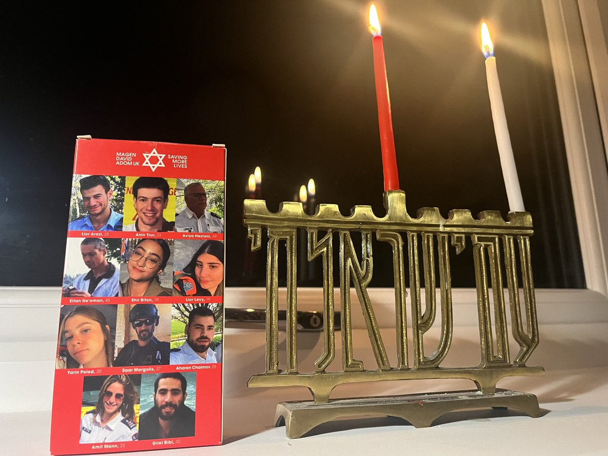leekern13's tweet photo. On the first night of Chanukah I’ve lit a candle for those ambulance volunteers from @MDAUK_ who were murdered by terrorists whilst trying to save lives on October 7th. I also think of everyone affected, every Jew and every hostage. May they have liberation and light soon… https://t.co/xa28MkCVYj