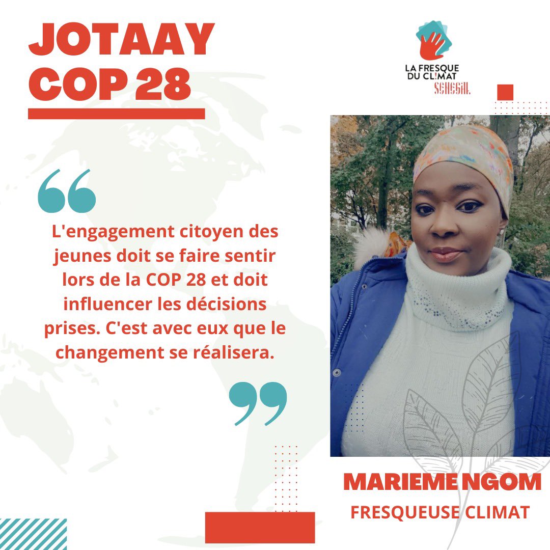 FresqueSn's tweet photo. Notre message pour la COP 28, Notre engagement ✊

#JotaayCOP28 #COP28 #FresqueClimat https://t.co/C6L24q54Zk