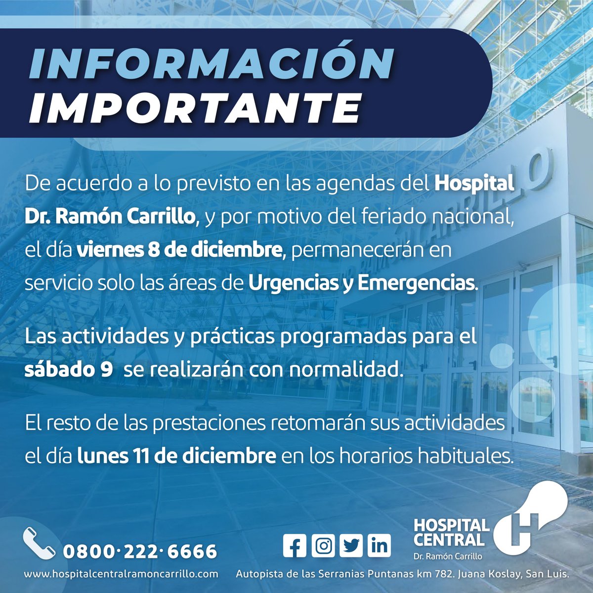 Hospital Central Dr Ramón Carrillo tweet media