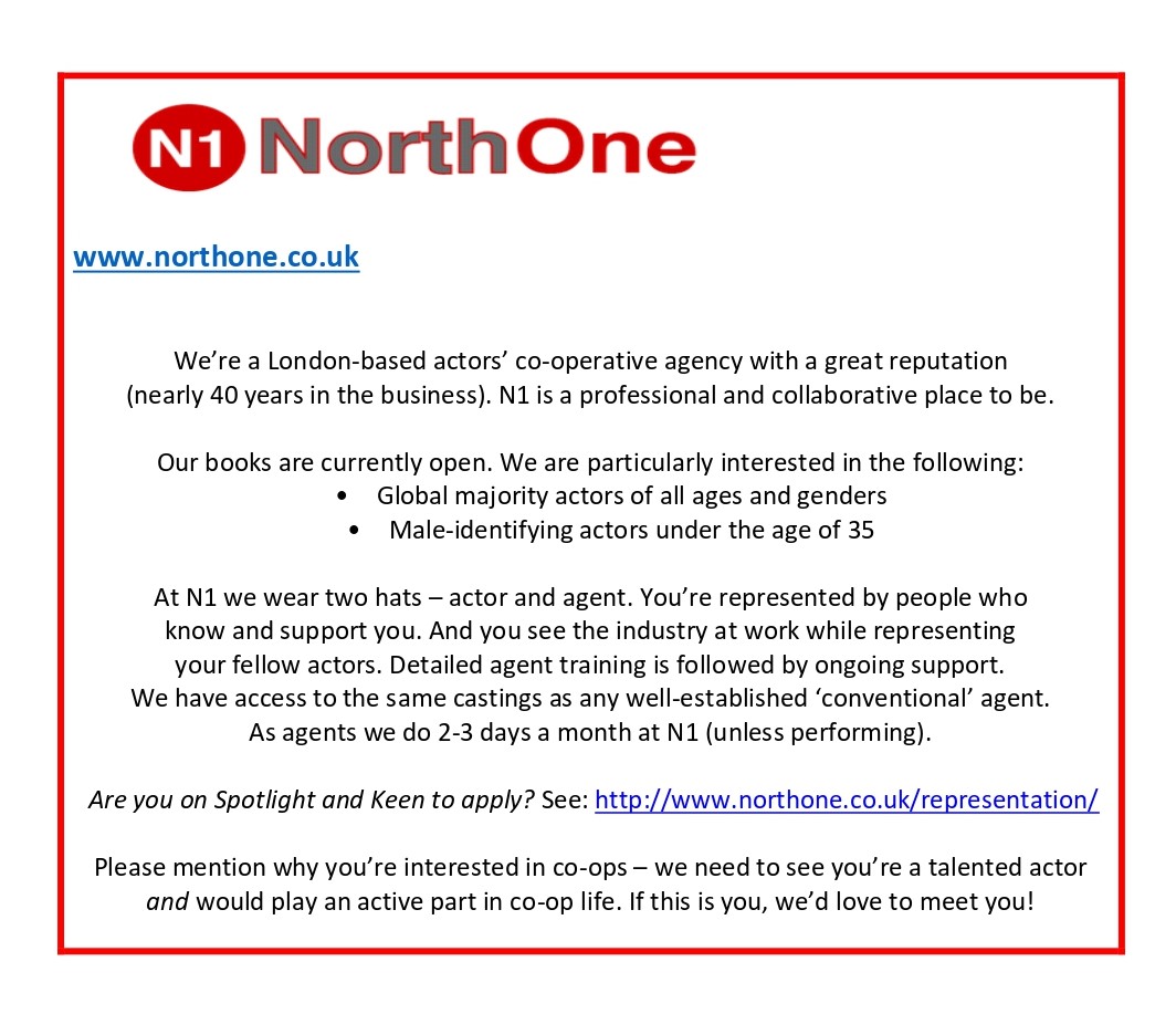 NEWS! Our Books are opened; we are particularly interested in:
- global majority actors of all ages ages and gender
- Male-identifying actors under the age of 35

If interested:
northone.co.uk/representation/
#actors #representation #london #northone