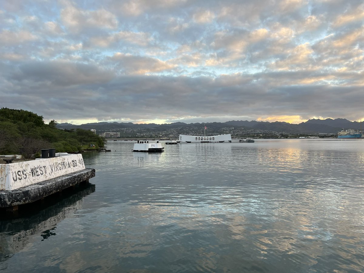 Sunrise over Battleship Row. @USSArizona 

#PearlHarbor82 #PearlHarborRemembranceDay #PearlHarbor