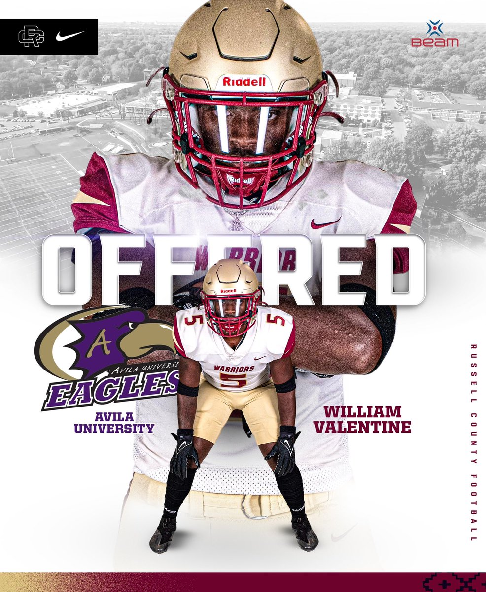 RCWarriorsFB's tweet photo. Congratulations to Will Valentine on and offer from Avila University 🦅 🟪 @williamva5 
#431Boys🏈 #WarriorNation🍢 https://t.co/XoRwC5xjfz