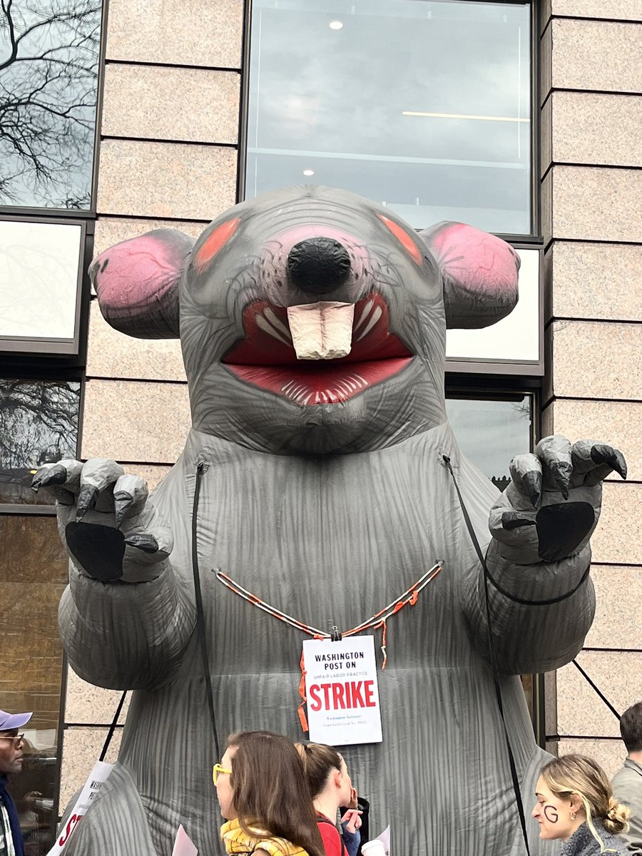 Scabby has arrived at the @PostGuild picket line!! 🐀