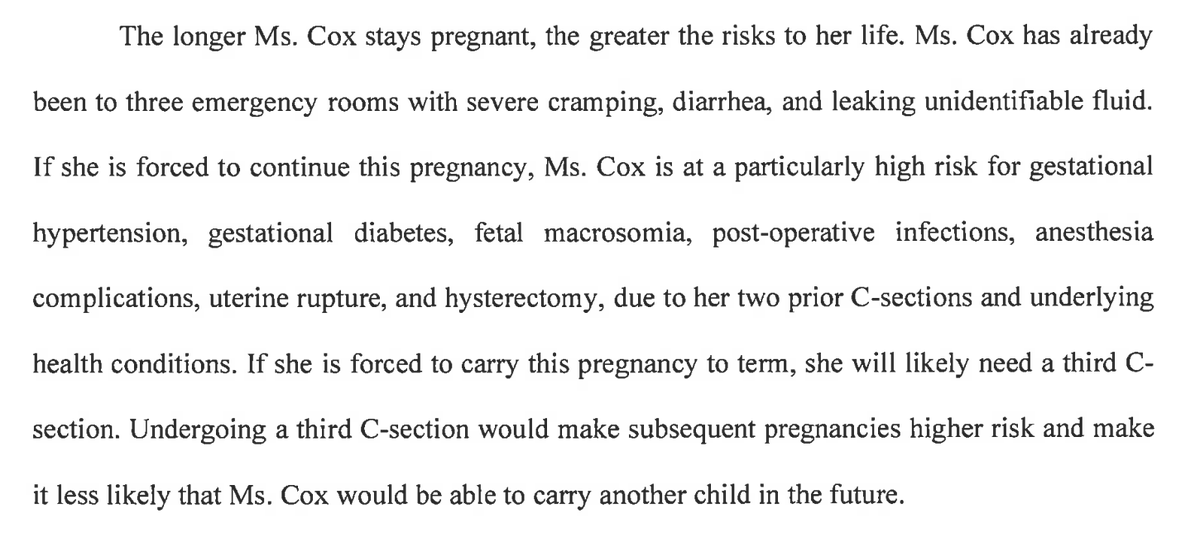 Here is today's temporary restraining order granting Cox the right to terminate her pregnancy. Note that Texas fought this order and will likely appeal to try to block Cox's abortion. s3.documentcloud.org/documents/2419…