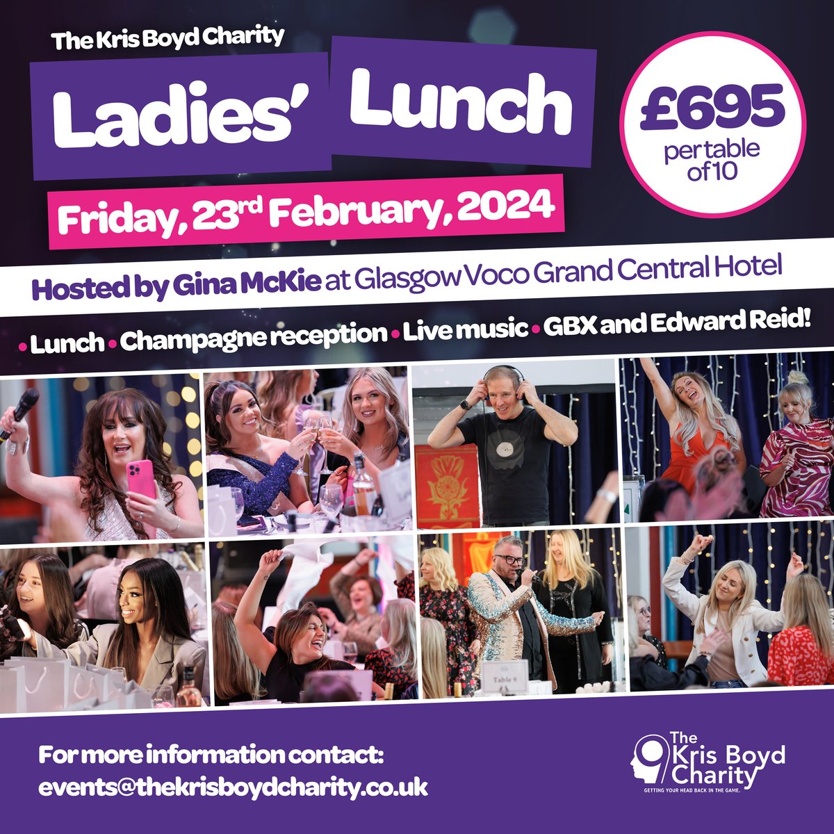 Sadly, there are no more events in 2023... BUT our Ladies' Lunch has just been announced for Friday, 23rd February, 2024! Gina McKie hosts, and we'll be also be joined by @mredwardreid and @GBXANTHEMS! Contact events@thekrisboydcharity.co.uk for more info or to book your table.