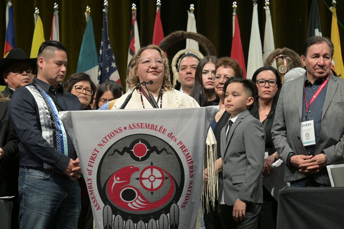 Tune in now as Cindy Woodhouse, the new AFN National Chief is addressing First Nations-in-Assembly: ow.ly/r3ek50QgtYO. #AFNElection2023