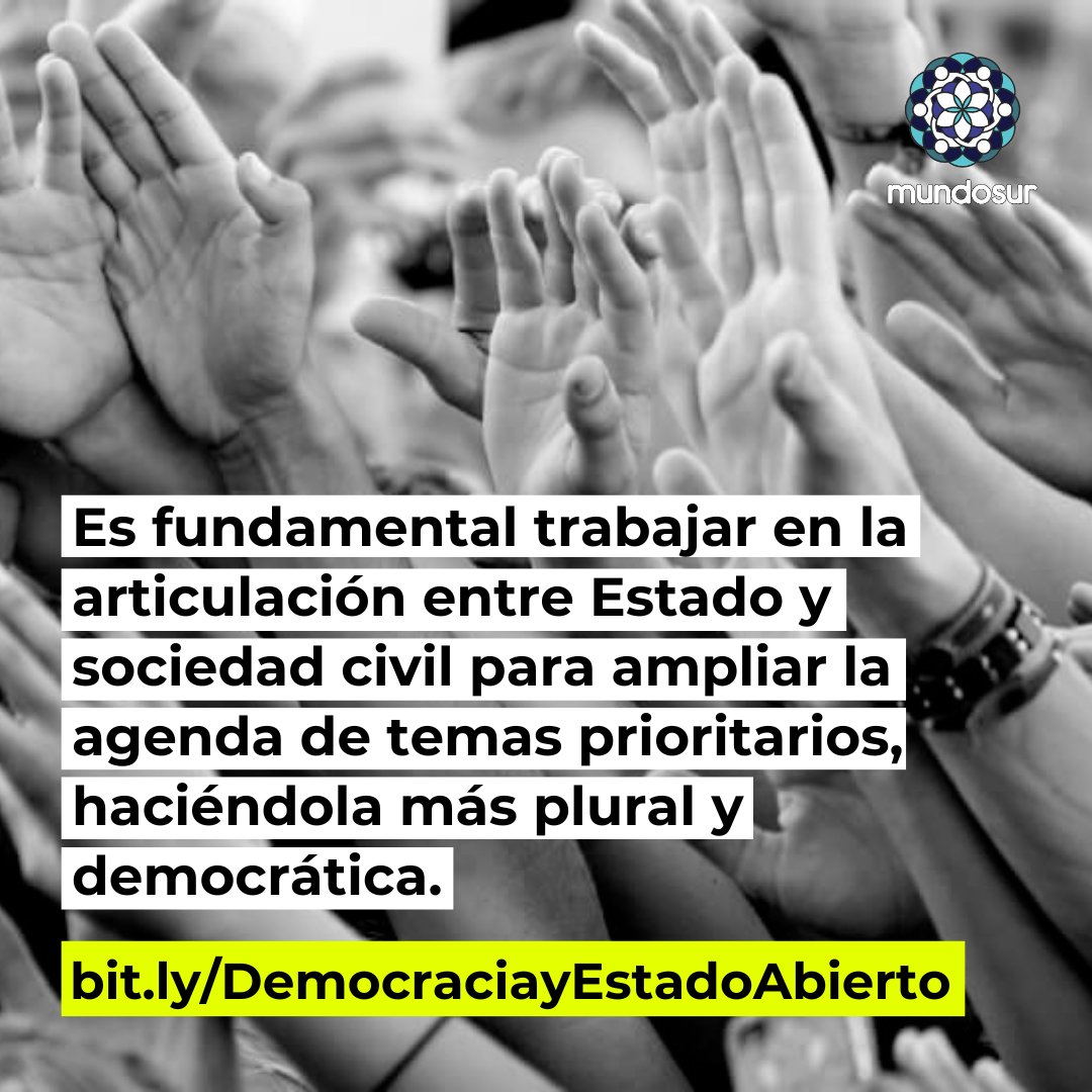 A 40 años de la recuperación democrática y con el cambio de gobierno argentino, desde la Red de Organizaciones de la Sociedad Civil, expresamos nuestro compromiso con el fortalecimiento de una agenda política de apertura gubernamental

Lee la solicitada: bit.ly/DemocraciayEst…