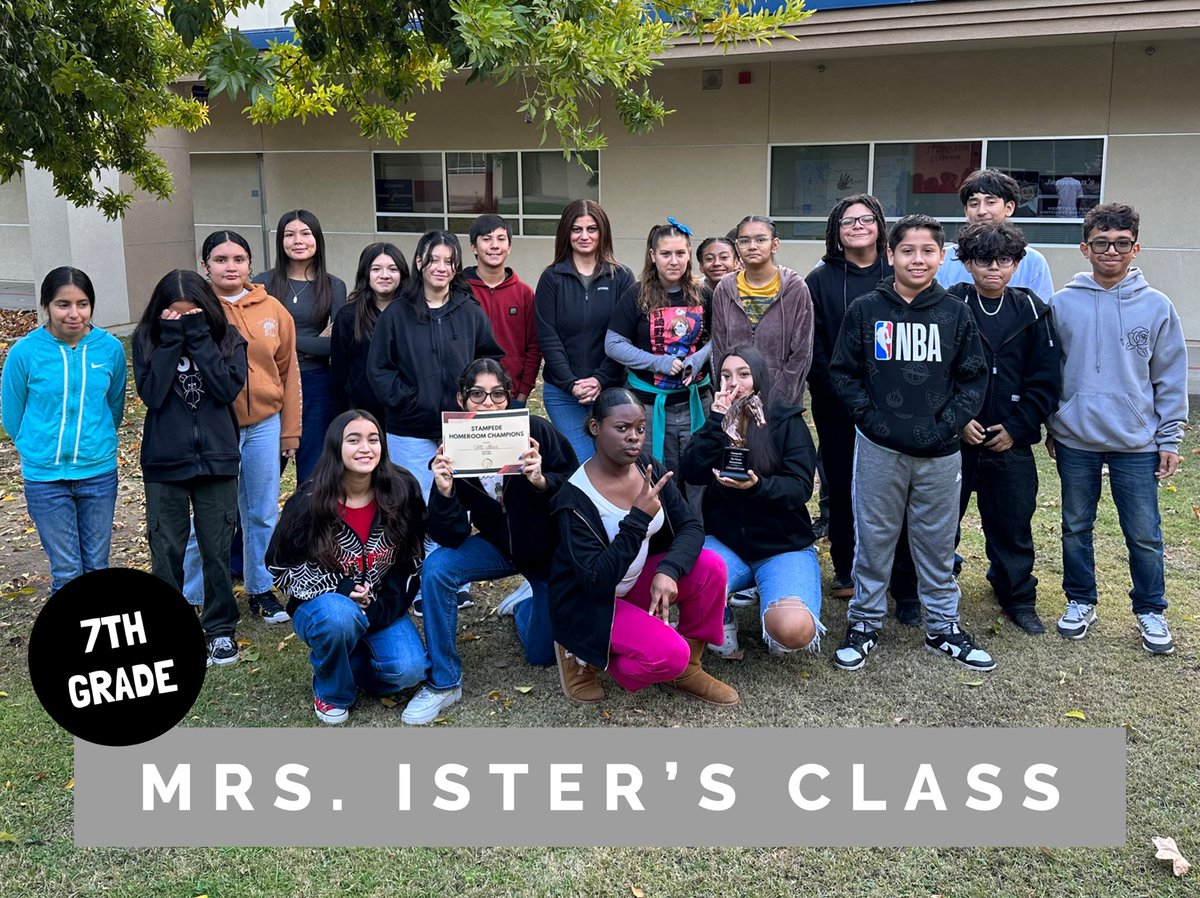 StonecreekJHS's tweet photo. #Congratulations to last November’s Homeroom class #champions : Ms. Ister’s class (7th grade) & , the returning champions, Mrs. Olivares-Reyes class (8th grade). #StonecreekStampede #Stonecreek #Stampede #StampedePride #PBIS #PBVUSD #timetoflex https://t.co/P0pNwpO25x