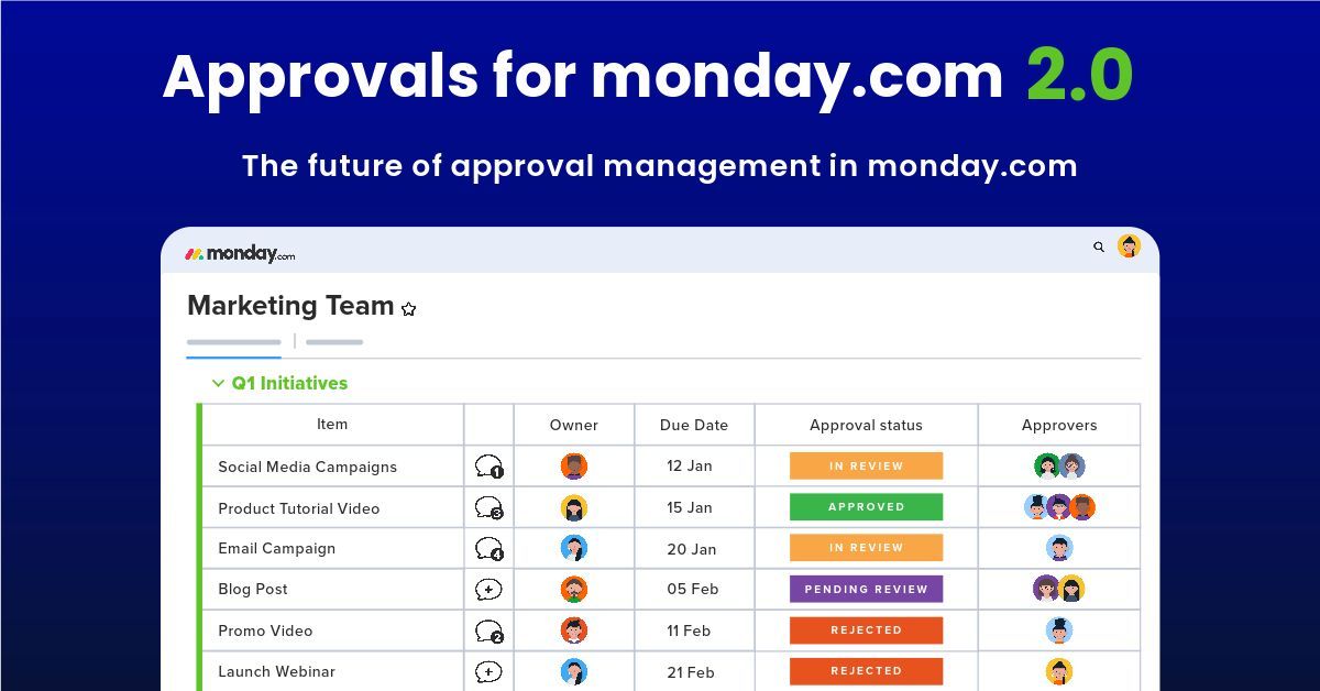 Exciting news on the monday.com App Marketplace! 🔥 

👋  Introducing Approvals for monday.com 2.0, the all-in-one approval management tool.

 Stay tuned for more features! Learn more at buff.ly/3RtDHUi.

 #approvalprocess #mondaydotcom