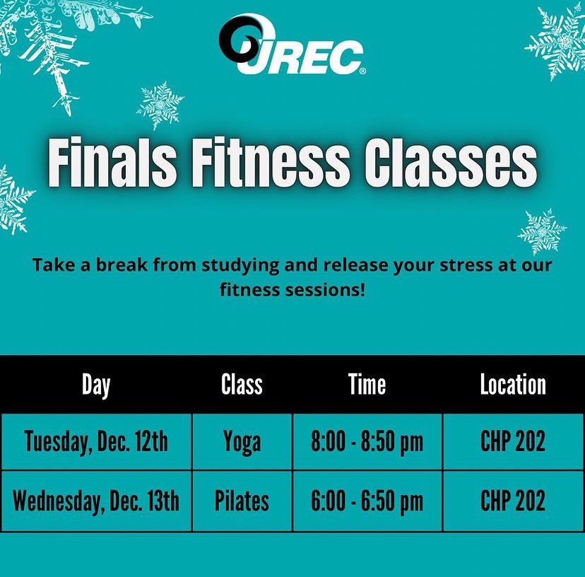 Join us for our finals fitness class sessions next week! We hope to see you there. #URECFitness #RamFam